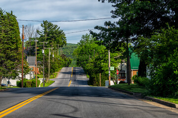 Waynesboro, Virginia downtown area of small town in Virginia near Blue Ridge Mountains and residential road street