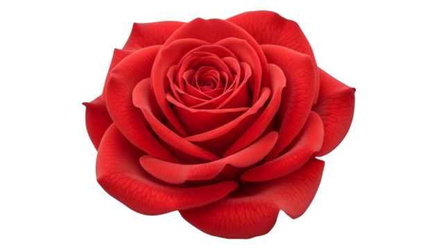 Exquisite single red rose bloom, vibrant and fresh, showcasing delicate petals and rich crimson hue on an isolated white background, symbolizing love and beauty and elegance