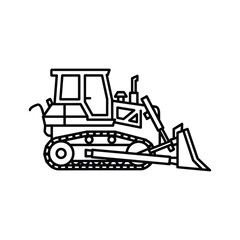Naklejka premium Tracked Bulldozer Heavy Construction Vehicle Line Art Icon