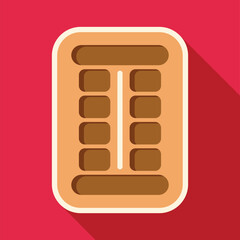 Abacus icon representing arithmetic calculation and learning on a red background