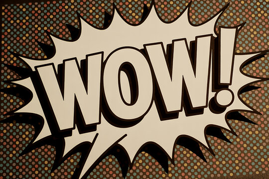 Retro comic book style speech bubble exclamation of surprise and amazement with the word wow boldly displayed - Powered by Adobe