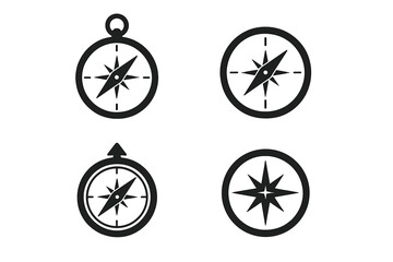 Different designs of compasses showcasing navigational symbols and styles for various uses
