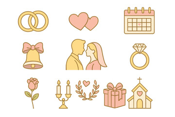 Romantic wedding symbols representing love and commitment for celebration and planning