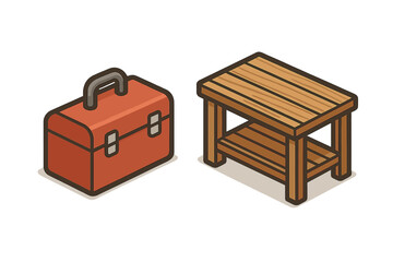 Toolbox and wooden table design suitable for various crafting and DIY projects