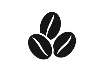 Coffee beans in black and white, showcasing the natural shape and texture of three beans