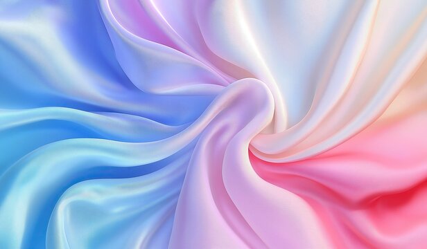 Beautiful pastel-colored fabric with soft folds creating elegant sophisticated background, rainbow-like appearance with pink blue purple red white yellow green