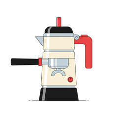 Elegant espresso maker rendering depicting coffee preparation and stylish appliance design