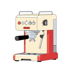 A vintage-inspired espresso machine illustration radiating warmth and nostalgic charm in a