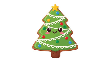 Christmas Tree Cookie Mascot Cute Festive Bakery Vector