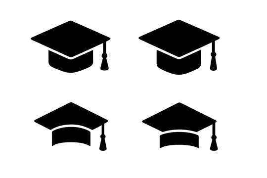Various styles of graduation caps displayed in a clean layout for academic celebration and achievement