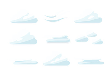 Soft white clouds in various shapes against a clear background illustrating different cloud formations