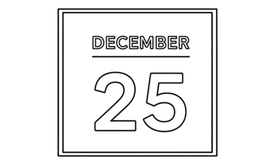 Date december twenty five calendar icon in outline style vector illustration