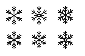 Unique snowflake designs displayed in a simple grid pattern on a white background