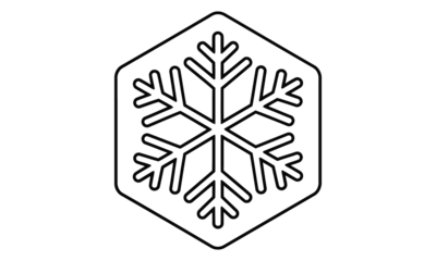 Snowflake icon in hexagon shape design element background vector illustration black line