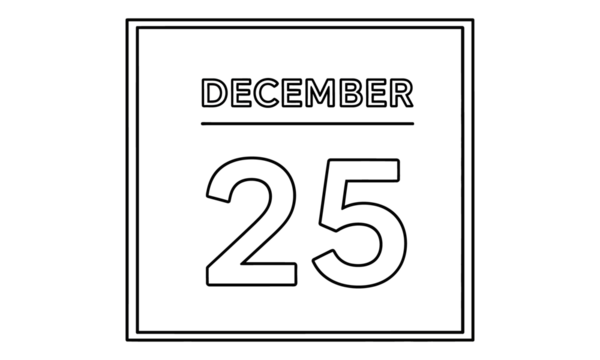 Date december twenty five calendar icon in outline style vector illustration