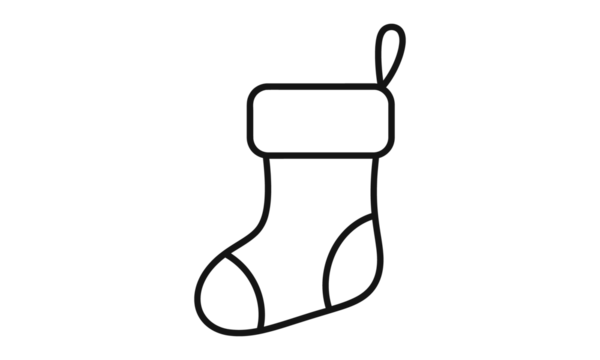 Stocking icon in outline style for hanging decoration vector illustration
