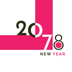 A clean and modern New Year 2078 artwork with bold black typography and a simple geometric layout. Perfect for greeting cards, banners, posters, digital content, and festive graphic projects.