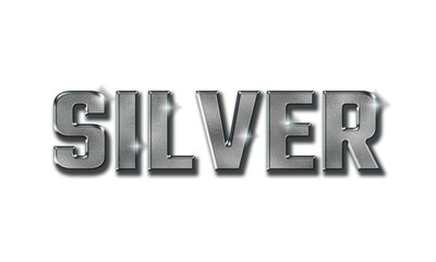 Silver text on transparent background