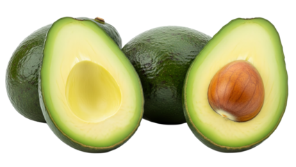 Fresh avocados showcasing smooth green skin and creamy inside, perfect for healthy meals and snacks