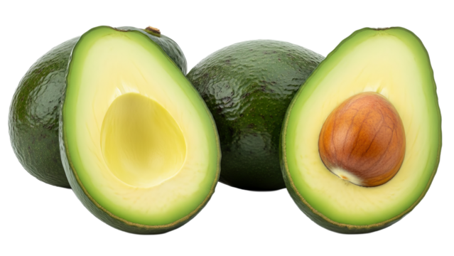 Fresh avocados showcasing smooth green skin and creamy inside, perfect for healthy meals and snacks