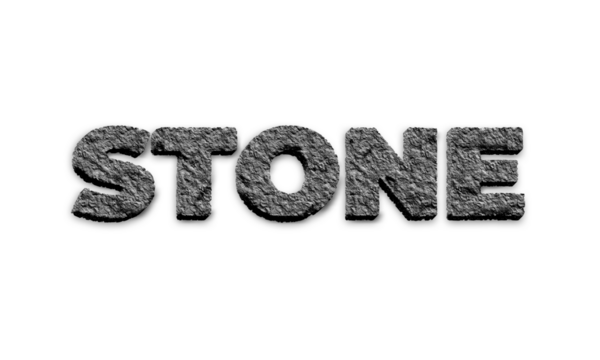 Stone text on transparent background