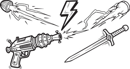 Shockwave Duel: Ray Gun vs. Legendary Sword