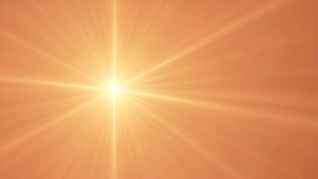 Bright light flare on orange background for abstract design element and sunburst effect photography