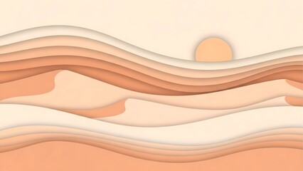 Obraz premium Abstract desert landscape background vector illustration sand dunes and sun design graphic art