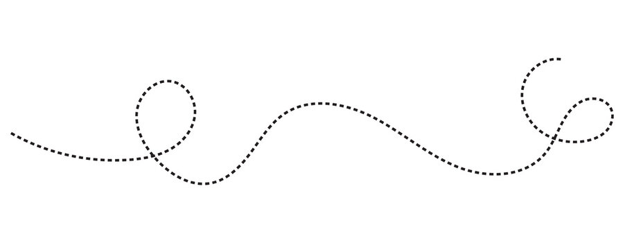 Black dotted line, isolated on transparent background
