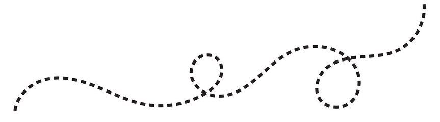 Black dotted line, isolated on transparent background