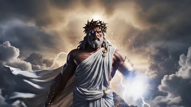 God of heaven, Zeus, thunder-bearer, ancient god, Greek or Roman hero, mythology,	
