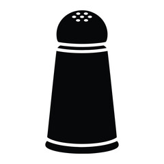 Solid pepper shaker silhouette icon for spice seasoning and restaurant menu design