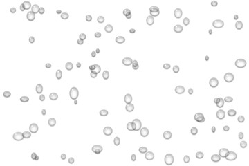 Light scattered water drops overlay on white background