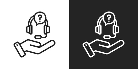 Customer Care Icon In Black And White Line Style
