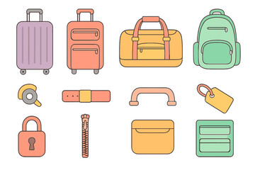 Colorful collection of travel bags and accessories ready for adventure