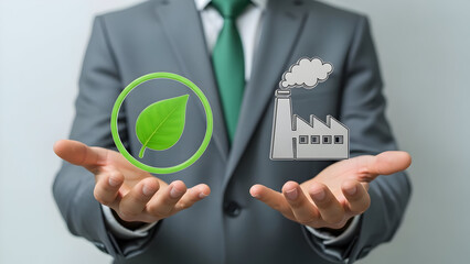 Fototapeta premium Embrace green energy solutions with a sustainable factory concept balancing industrial progress and environmental responsibility for a better future today