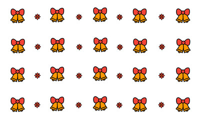 Christmas Bells Seamless Pattern – Red Bow and Golden Bells