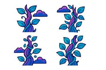 Colorful vine designs with leaves and clouds in a whimsical style representing nature and creativity