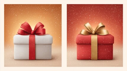 Elegant Christmas Gift Boxes with Red and Gold Ribbons on Warm Festive Background, Holiday Celebration and Winter Shopping Concept for Seasonal Promotions and Marketing