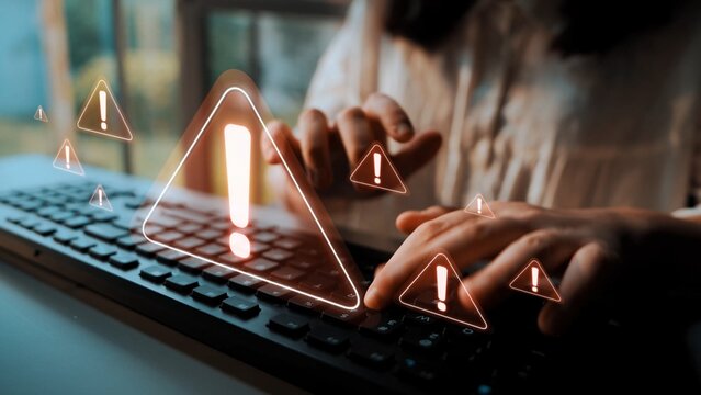 Cybersecurity alert warning showing red cyber for data breach, network threat, and cyber security system vulnerability with emphasis on security risk, caution, digital protection Marrow - Powered by Adobe