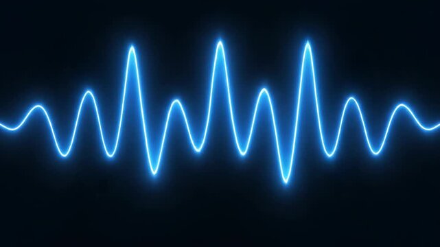 Seamless loop of electric blue audio frequency visualizations pulsing outward in smooth sinusoidal waves motiongraphic, equalizer, waveform