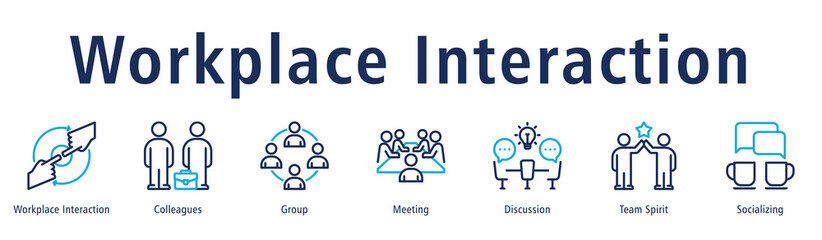 Workplace Interaction Web Banner Duotone Outline
