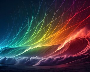 Obraz premium Abstract colorful rainbow background with waves and curves