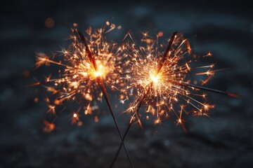Closeup of sparkling sparklers for a Sylvester New Year, New Year's