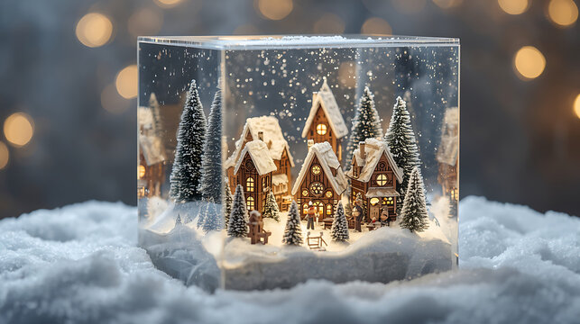 Christmas tree decoration in snowy winter scene - Powered by Adobe