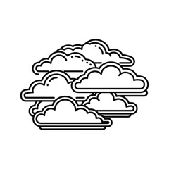 Stylized Clouds Icon Group Line Art
