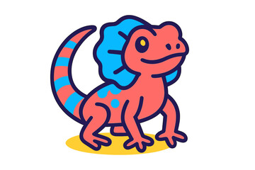 Colorful cartoon lizard with a frill, showcasing bright patterns in a playful and cheerful design
