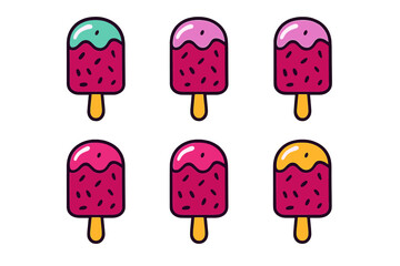 Colorful ice cream popsicles in various flavors ready to be enjoyed on a sunny day