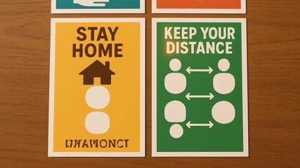 innovation in public policy concept. Signs promoting health safety measures during a pandemic.