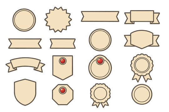 Various shapes and designs for labels, badges, and banners suitable for creative projects and branding purposes